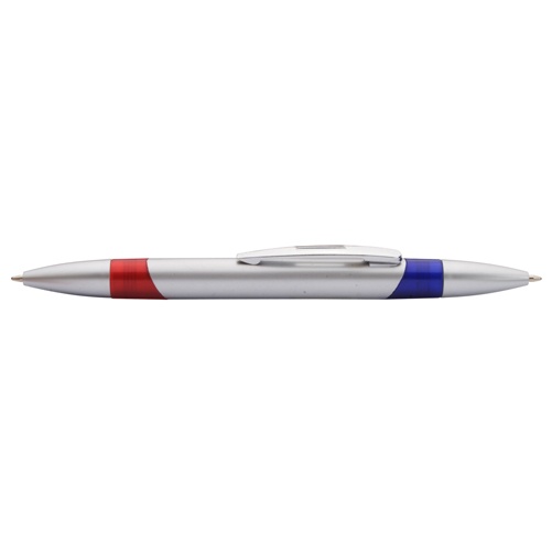 Logo trade promotional products image of: Stylish double-ended ballpoint pen, silver