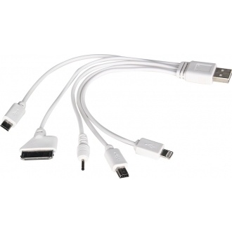 Logo trade promotional merchandise photo of: Power bank USB cable 5-in-1, white
