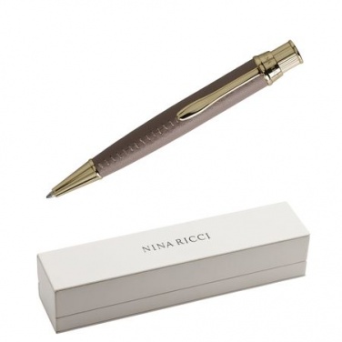 Logo trade promotional merchandise image of: Ballpoint pen Evidence Leather Sandy Pink
