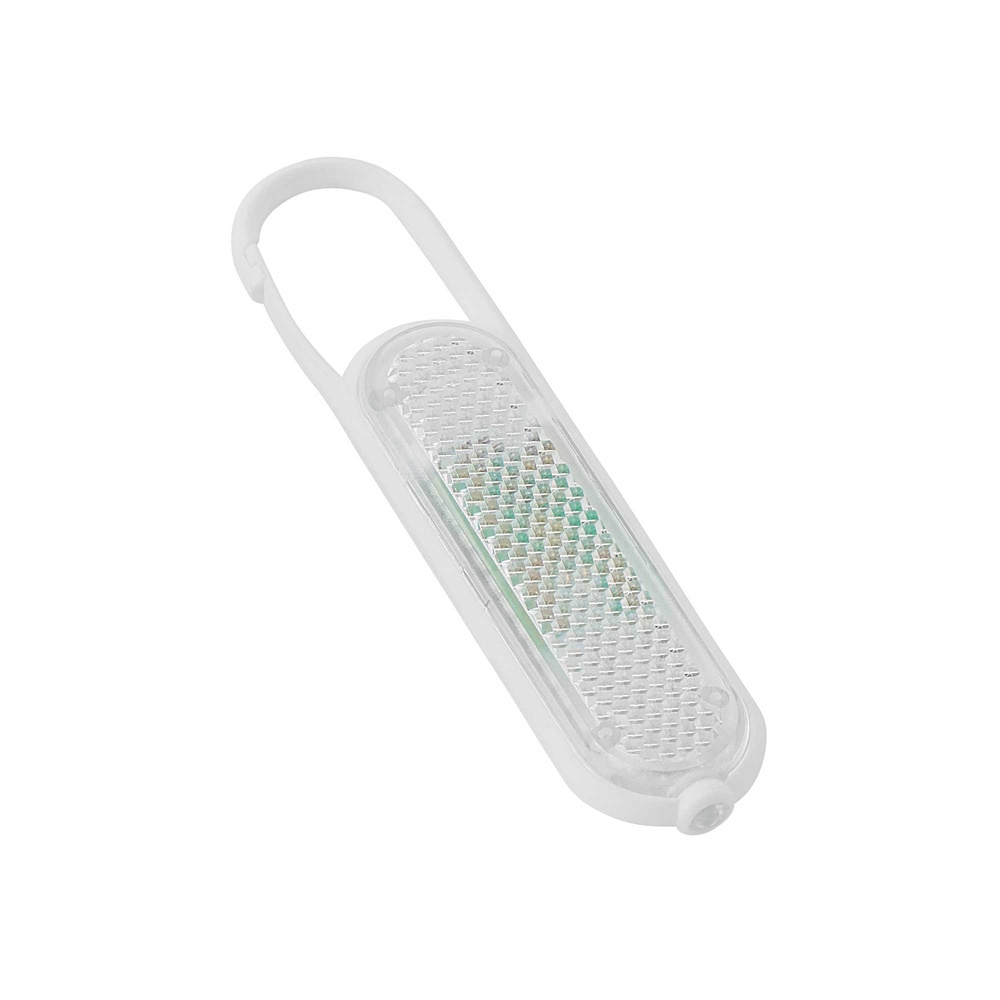 Logo trade promotional gifts image of: Plastic safety reflector with carabiner and light, white