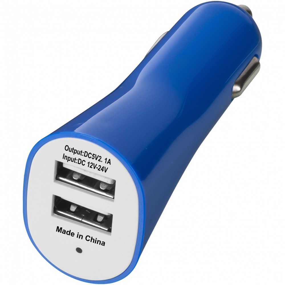 Logo trade promotional gift photo of: Pole dual car adapter, blue