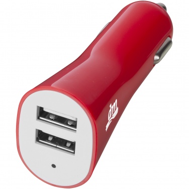 Logo trade promotional products image of: Pole dual car adapter, red