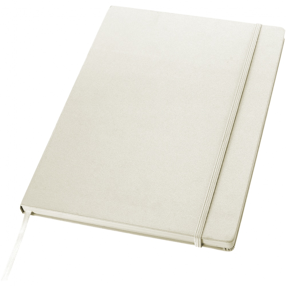 Logo trade promotional items image of: Executive A4 hard cover notebook, white