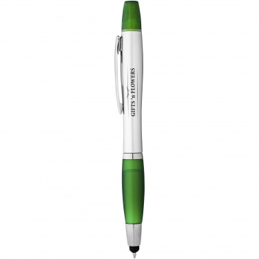 Logotrade corporate gift image of: Nash stylus ballpoint pen and highlighter, green