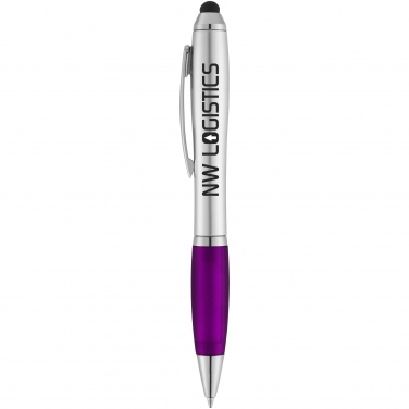 Logo trade promotional giveaways image of: Nash stylus ballpoint pen, purple