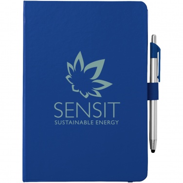 Logo trade promotional items image of: Crown A5 Notebook and stylus ballpoint Pen, dark blue