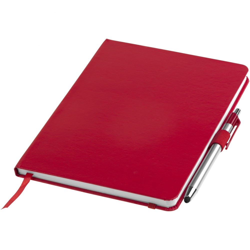 Logotrade promotional products photo of: Crown A5 Notebook and stylus ballpoint Pen, red