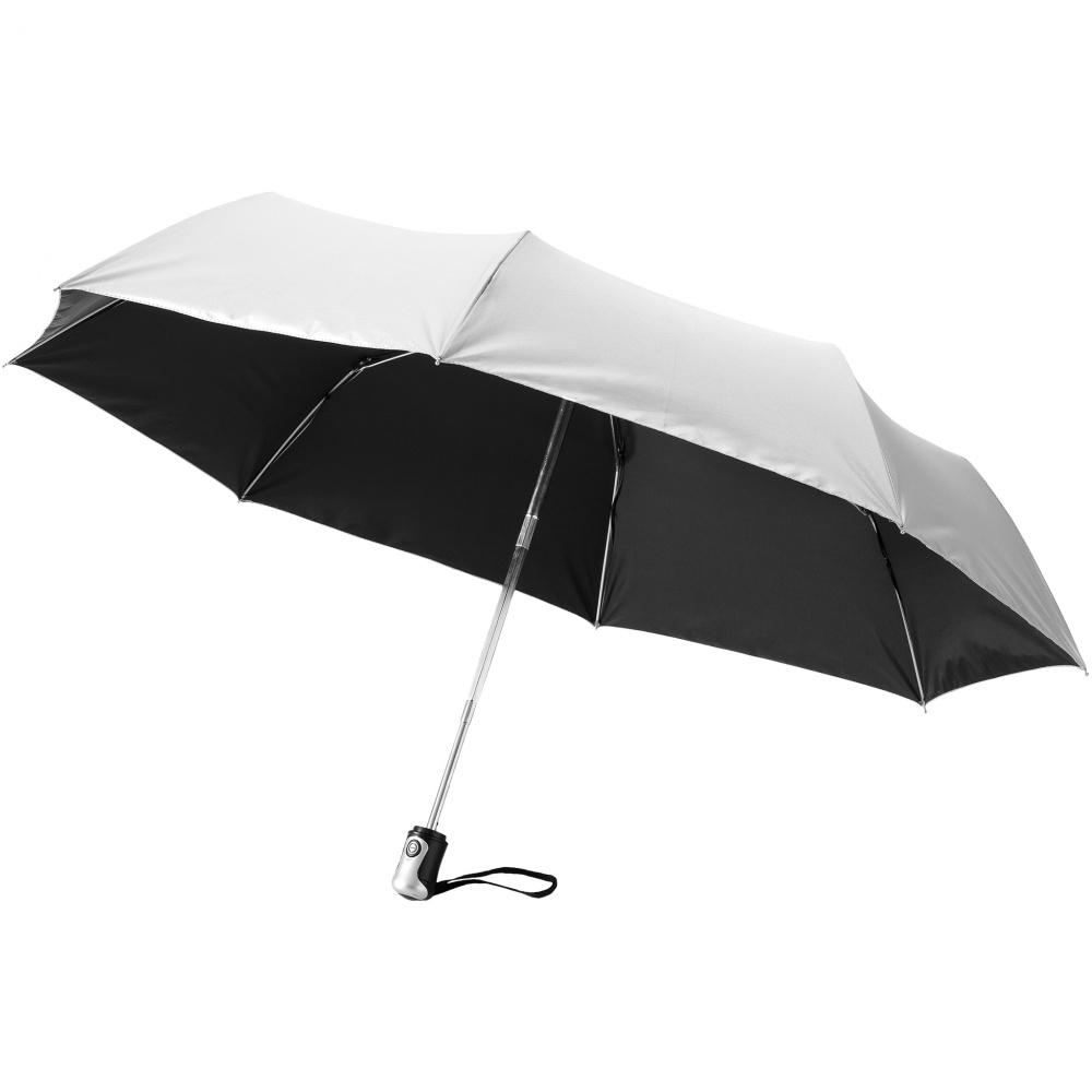 Logo trade promotional items picture of: 21.5" Alex 3-Section auto open and close umbrella, silver
