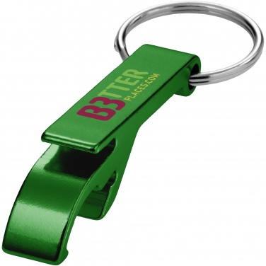 Logo trade promotional products image of: Tao alu bottle and can opener key chain, green