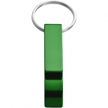 Logo trade promotional giveaways image of: Tao alu bottle and can opener key chain, green