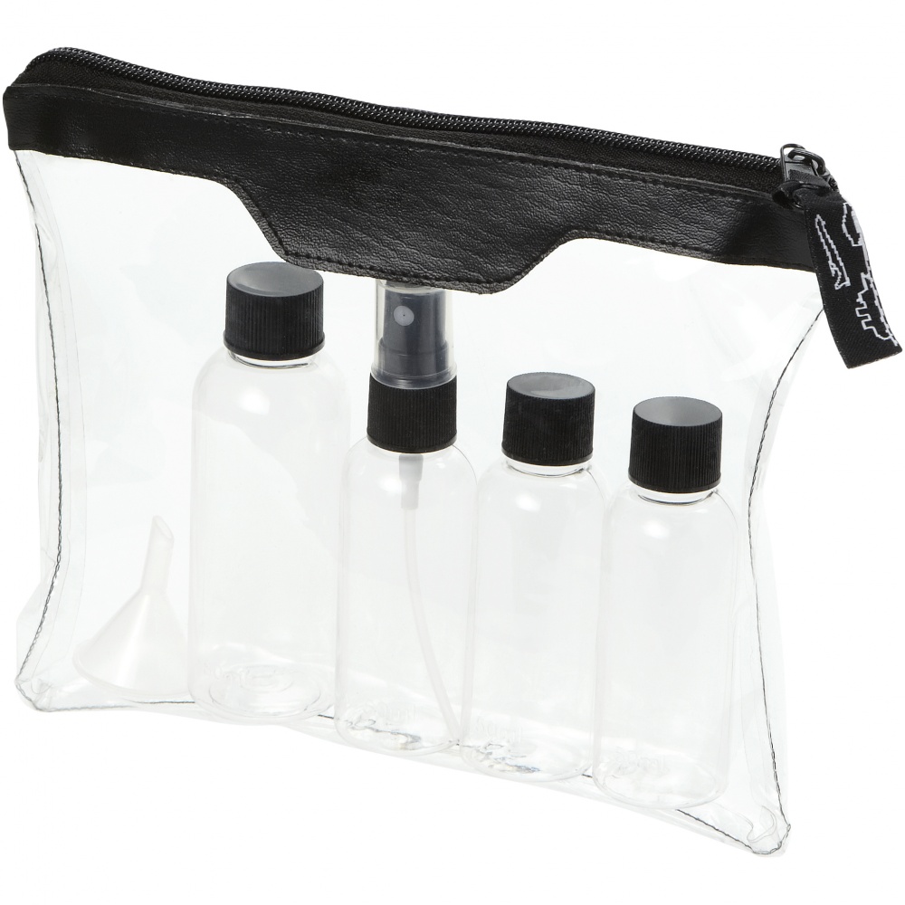 Logo trade corporate gifts image of: Munich airline approved travel bottle set, black