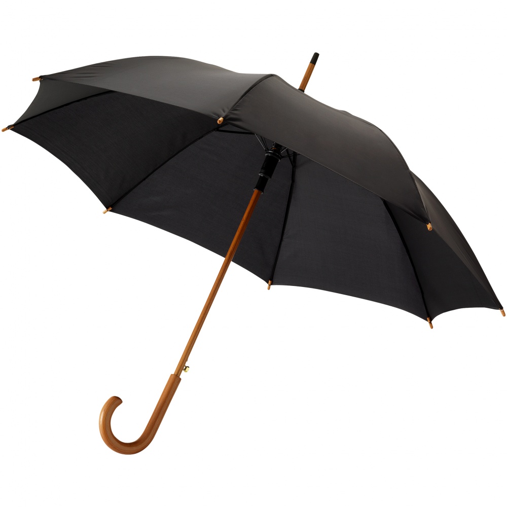 Logo trade business gift photo of: Kyle 23" auto open umbrella wooden shaft and handle, black