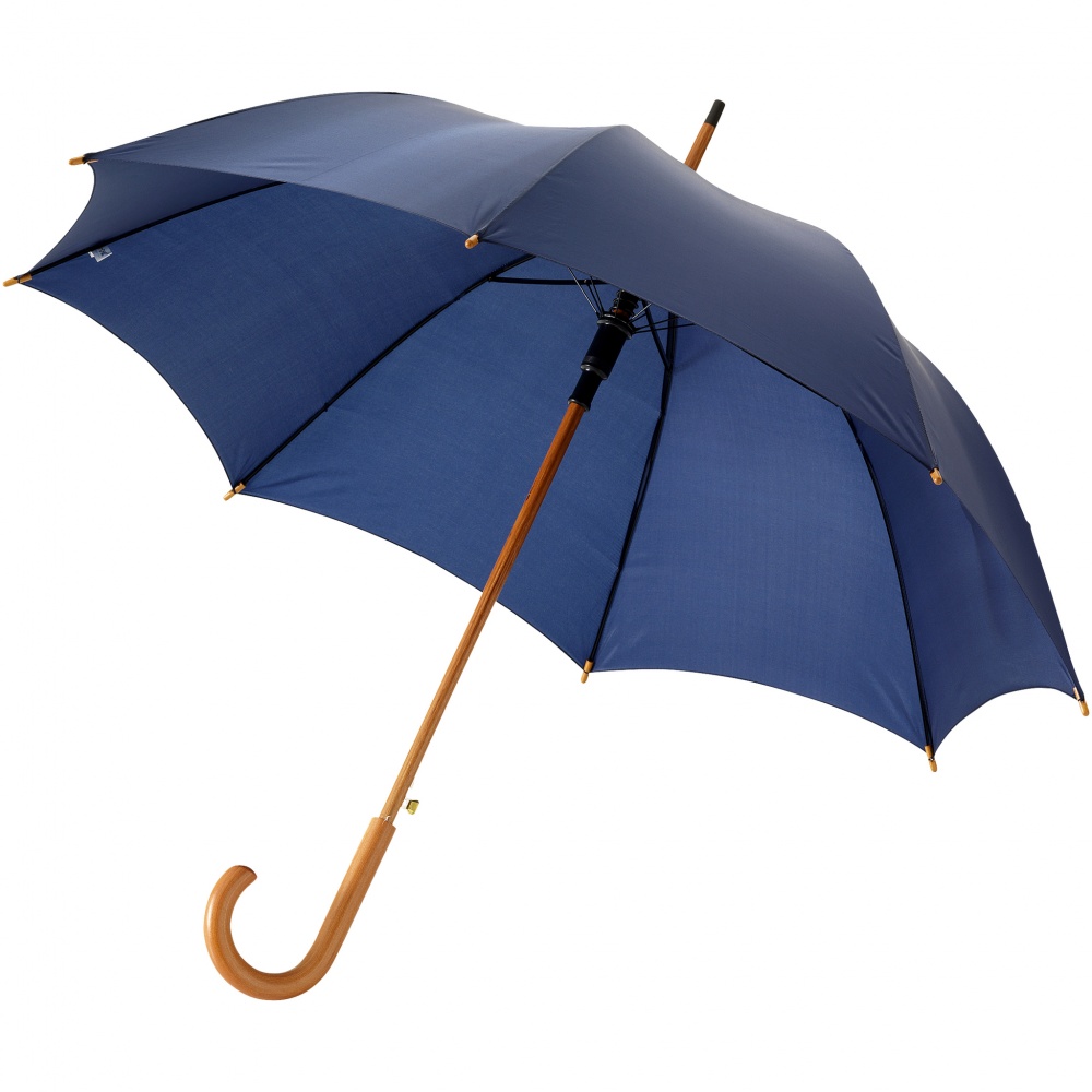 Logotrade business gift image of: Kyle 23" auto open umbrella wooden shaft and handle, navy blue