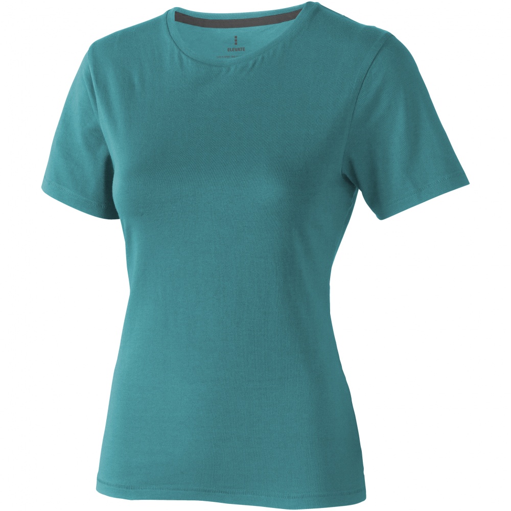 Logo trade business gift photo of: Nanaimo short sleeve ladies T-shirt, aqua blue