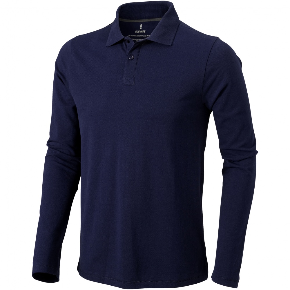 Logo trade promotional gifts image of: Oakville long sleeve polo navy