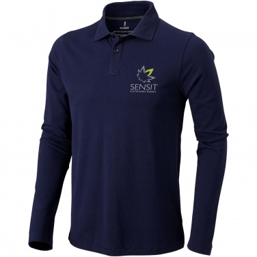Logo trade corporate gifts image of: Oakville long sleeve polo navy