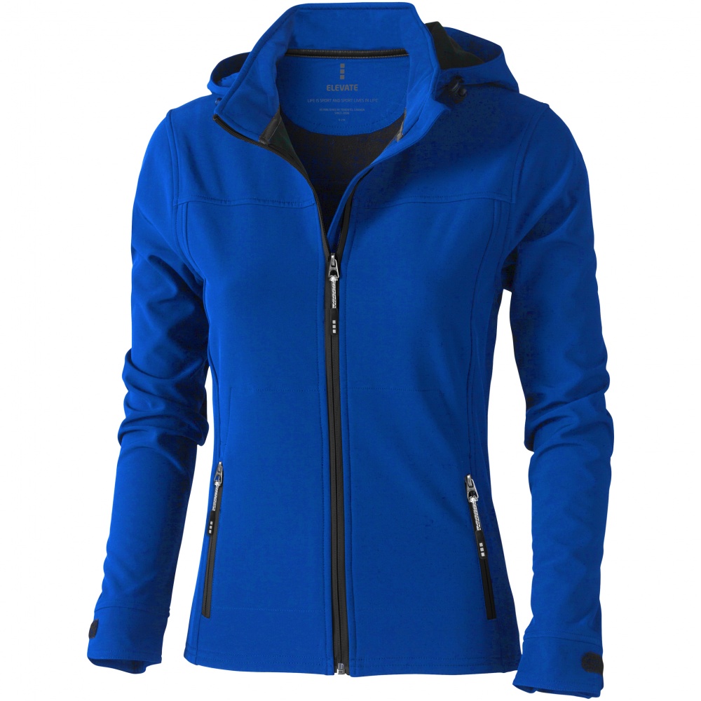 Logo trade promotional giveaways image of: Langley softshell ladies jacket, blue