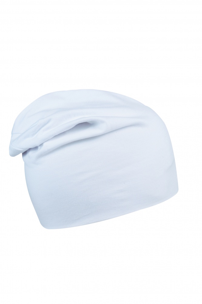 Logo trade promotional items image of: Beanie Long Jersey, white