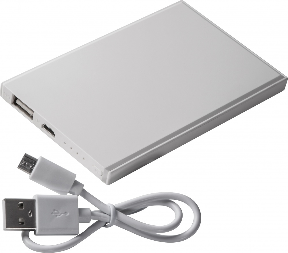 Logo trade promotional giveaways picture of: Powerbank 2200 mAh with USB port in a box, White