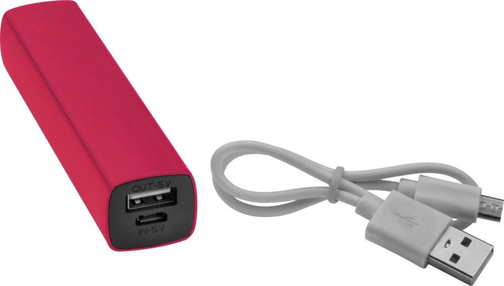 Logo trade promotional items picture of: Powerbank 2200 mAh with USB port in a box, Red