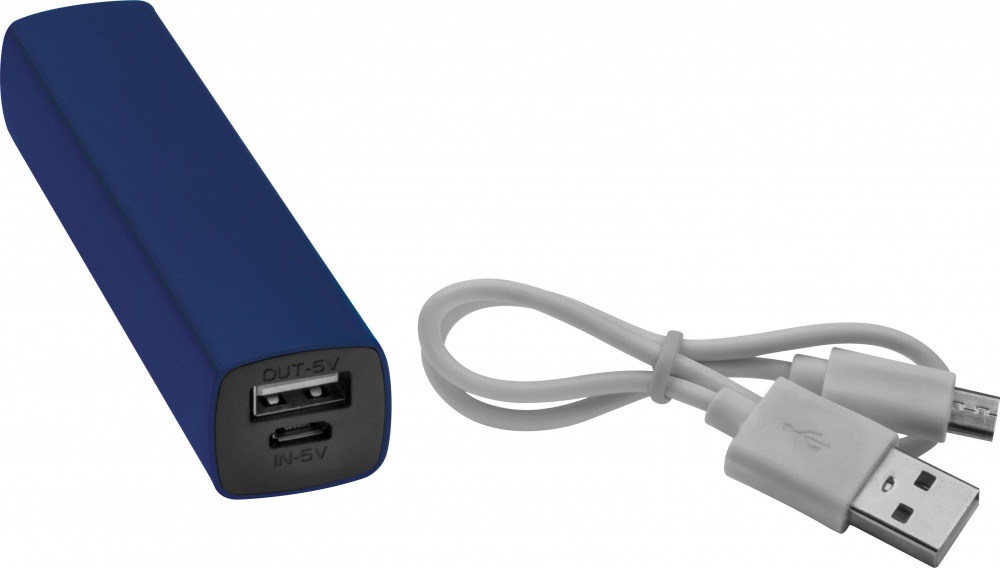 Logo trade corporate gifts image of: Powerbank 2200 mAh with USB port in a box, Blue