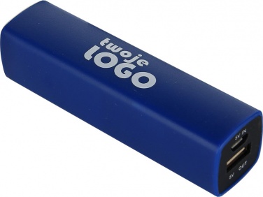 Logo trade promotional gift photo of: Powerbank 2200 mAh with USB port in a box, Blue