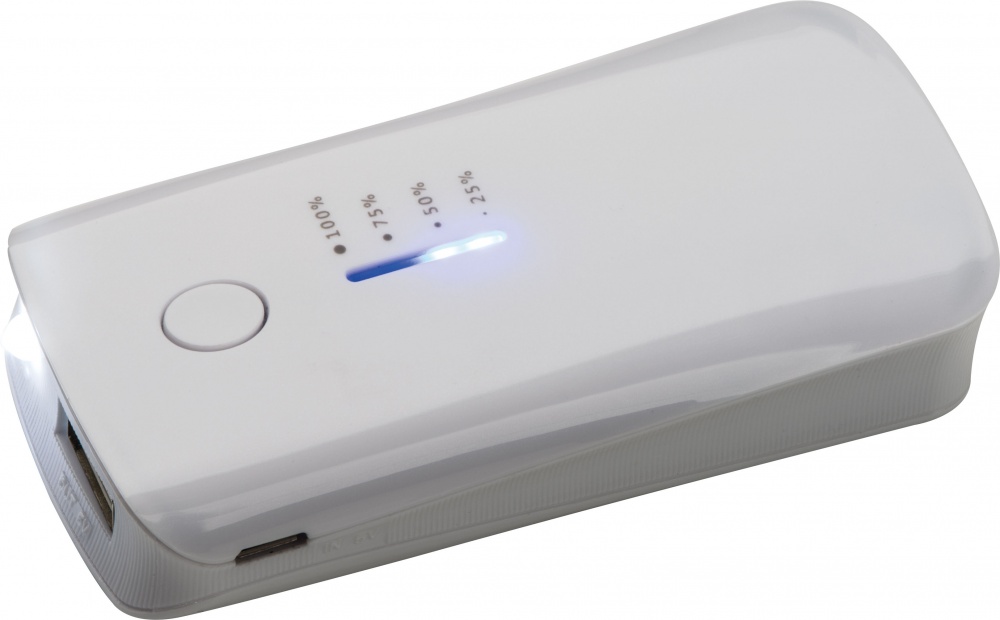 Logotrade promotional merchandise picture of: Powerbank 4000 mAh with USB port in a box, White