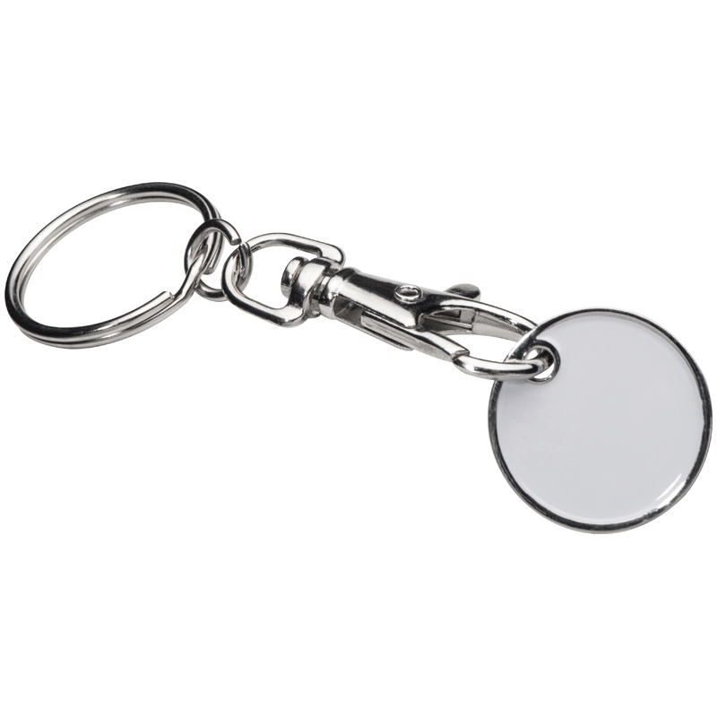 Logotrade promotional giveaway image of: Keyring with shopping coin, white