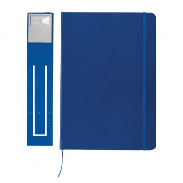 Logo trade promotional items image of: A5 Notebook & LED bookmark, blue