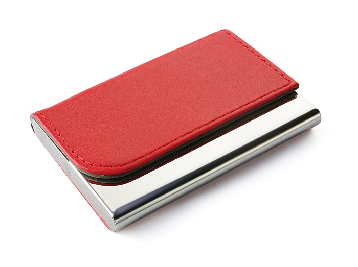 Logo trade corporate gifts image of: Business card holder TIVAT, Red