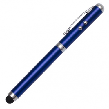 Logo trade promotional items image of: Supreme ballpen with laser pointer - 4 in 1, blue