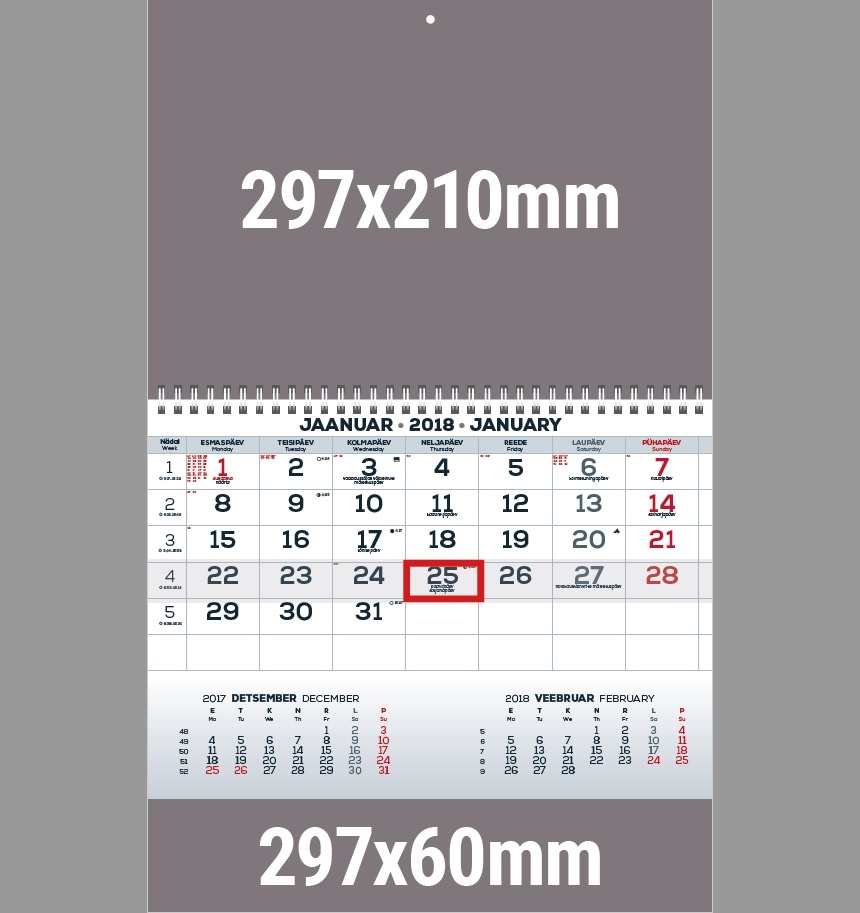 Logotrade promotional item image of: Wall calendar Mono 297 mm