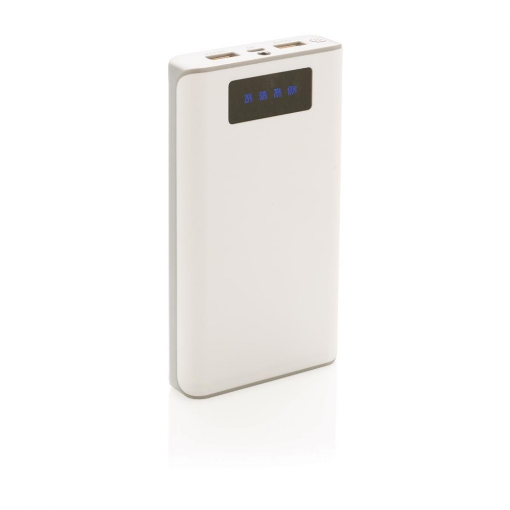 Logotrade promotional giveaway image of: 10.000 mAh powerbank with display, white