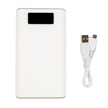 Logo trade promotional gift photo of: 10.000 mAh powerbank with display, white