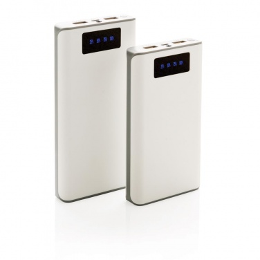 Logo trade advertising products picture of: 10.000 mAh powerbank with display, white