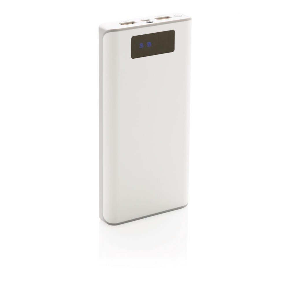 Logo trade advertising products image of: 20.000 mAh powerbank with display, white
