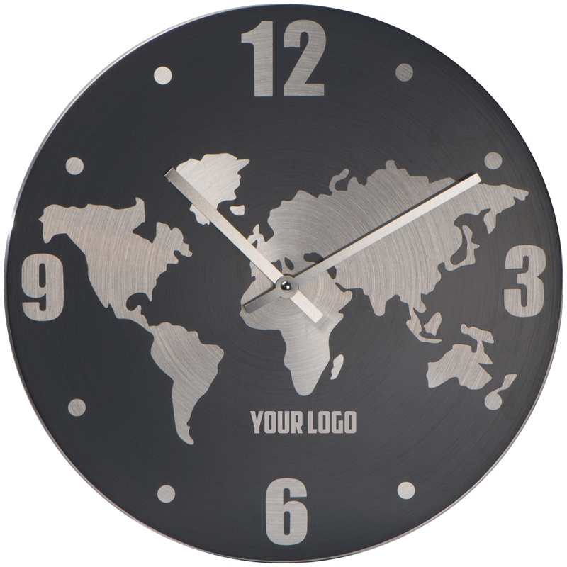 Logo trade advertising products picture of: Aluminium wall clock, grey/black