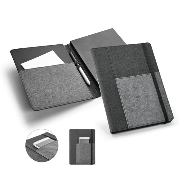 Logo trade promotional merchandise picture of: PESSOA Folder with notepad, Grey