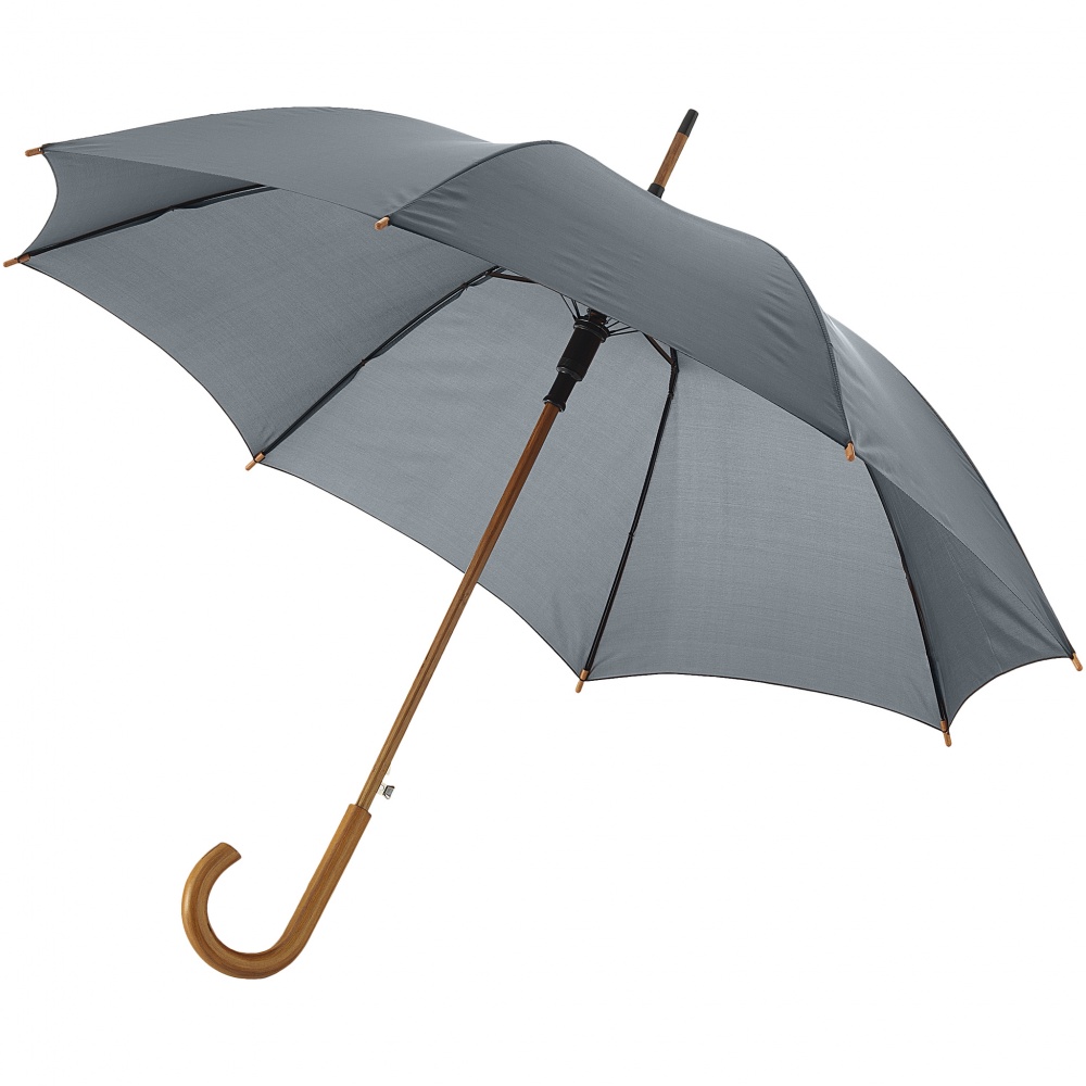 Logotrade promotional product image of: Kyle 23" auto open umbrella wooden shaft and handle, grey