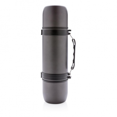 Logo trade corporate gift photo of: Swiss Peak vacuum flask with 2 cups, grey