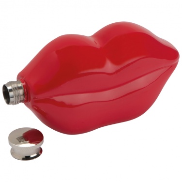 Logo trade advertising products image of: Lip shaped hip flask, deep red