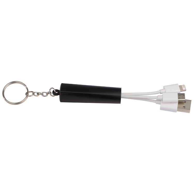 Logotrade promotional item picture of: Keychain with USB charging cable, black
