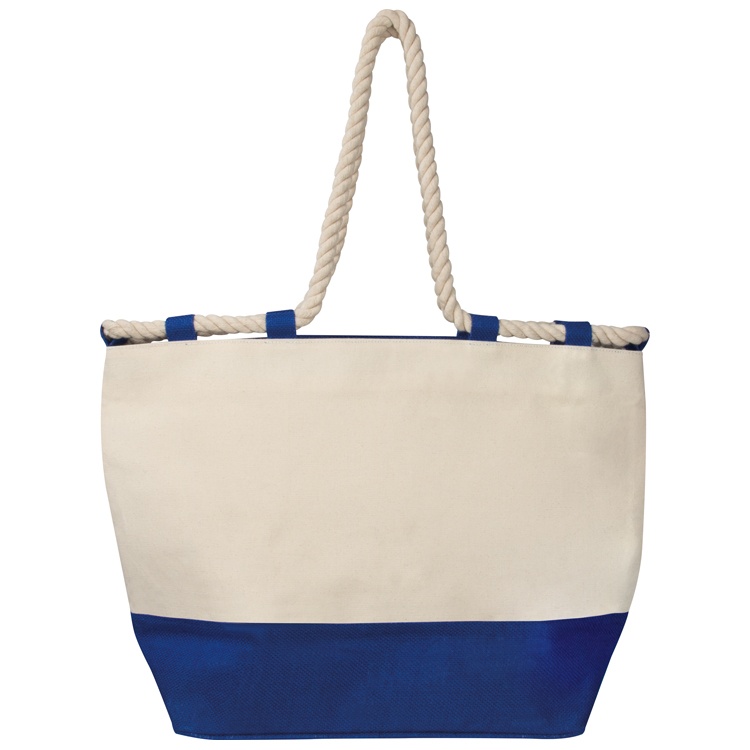 Logo trade promotional products picture of: Beach bag with drawstring, blue/natural white