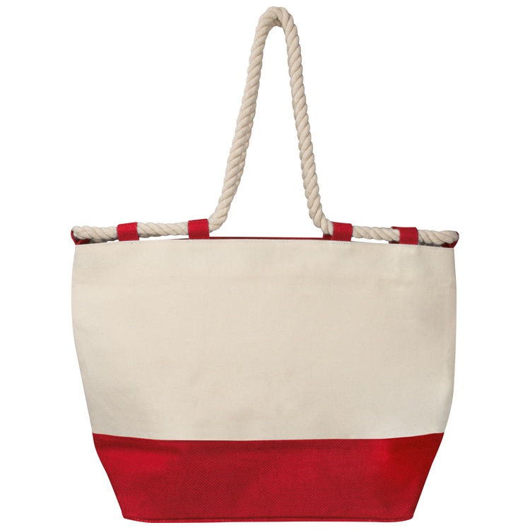 Logo trade promotional items image of: Beach bag with drawstring, red/natural white