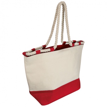 Logo trade advertising products image of: Beach bag with drawstring, red/natural white