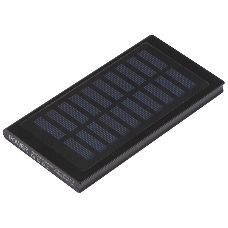 Logotrade promotional product image of: Solar powerbank - 8000 mAh, black