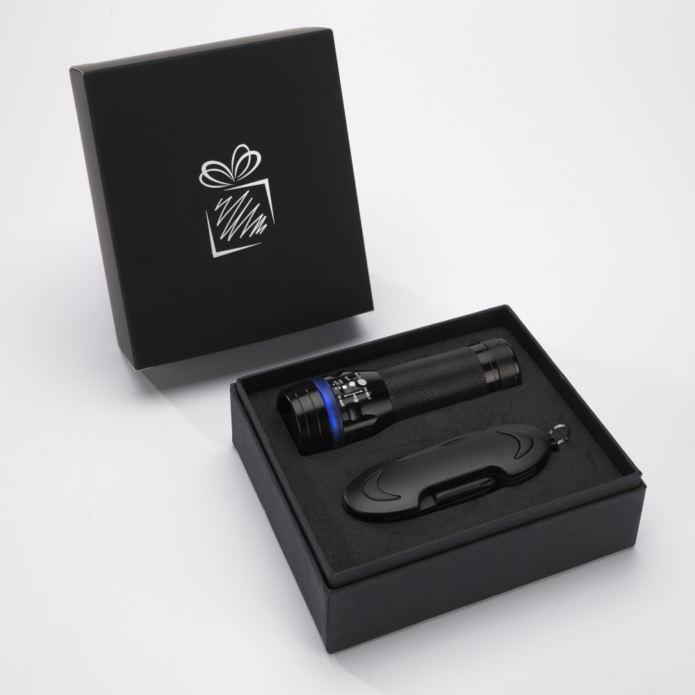 Logotrade promotional merchandise photo of: SET COLORADO I: LED TORCH AND A POCKET KNIFE, black