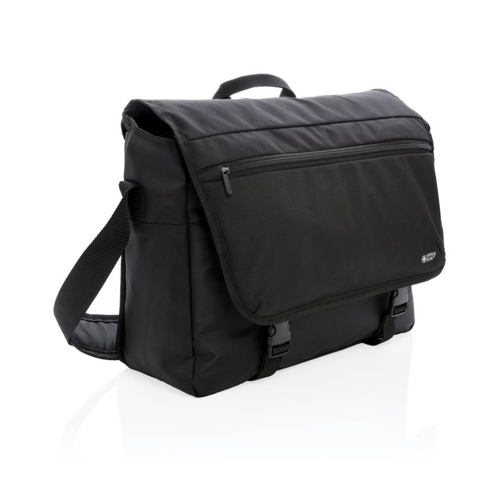 Logotrade promotional gift picture of: Swiss Peak RFID 15" laptop messenger bag PVC free, black