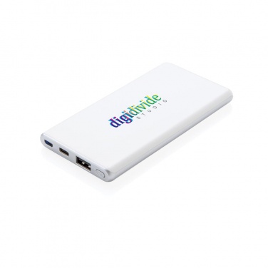 Logo trade advertising products image of: Ultra fast 5.000 mAh powerbank, white