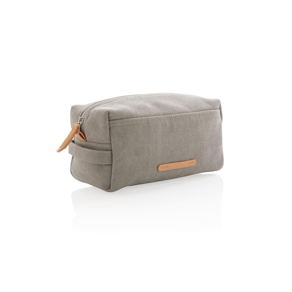 Logotrade promotional giveaway image of: Canvas toiletry bag PVC free, grey
